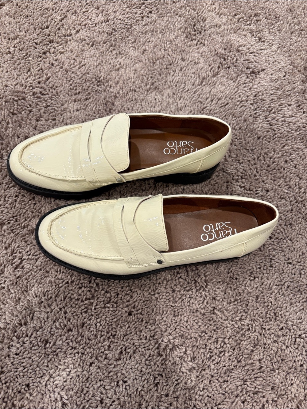Franco Sarto Men's Cream Leather Penny Loafers